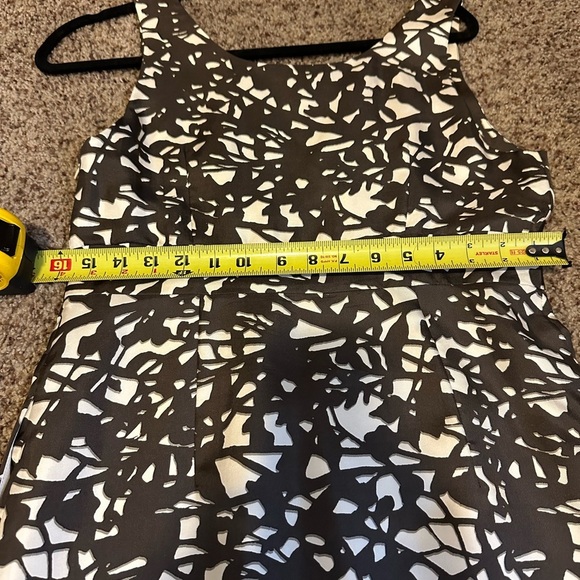 Sleeveless Midi Dress Brown White Abstract Print Career Party‎ Cocktail - Picture 6 of 8